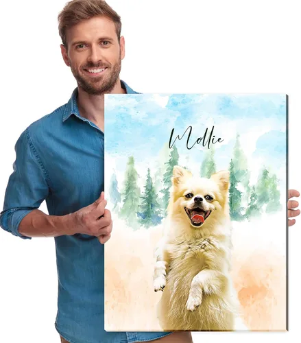 Miniatura 7 de Artsadd Impresión conmemorativa personalizada de retrato de mascotas, regalos artísticos hechos en Estados Unidos, lienzo de memoria personalizado