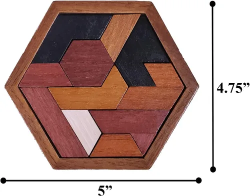 Miniatura 4 de Rompecabezas de madera hexagonal – Brain Teasers – Rompecabezas de rompecabezas para adultos y niños