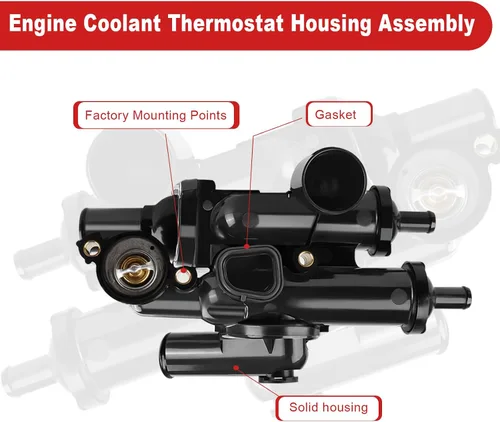 Miniatura 6 de WMPHE Kit de carcasa para termostato de refrigerante del motor compatible con Dodge Avenger 2008-2014, Dodge Caliber 2008-2012, Chrysler Sebring