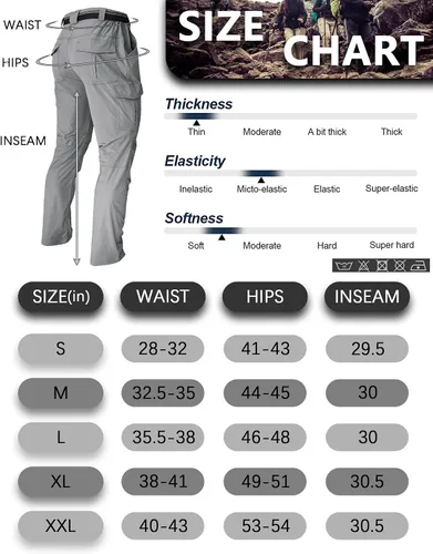Miniatura 6 de Pantalones de senderismo para hombre, ligeros, resistentes al agua, de secado rápido, pesca, viajes, campamento, al aire libre, transpirables