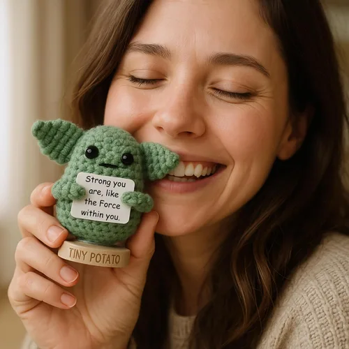 Miniatura 7 de Regalos de Star Wars Crochet positivo Baby Yoda hecho a mano con 30 afirmaciones divertidas Regalo para cumpleaños, graduación Regalo