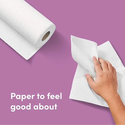 Miniatura 5 de Amazon Aware Toallas de papel de bambú, 12 rollos, 2 capas, certificado FSC, 150 hojas, 1800 unidades, paquete de 12, sin plástico, color blanco