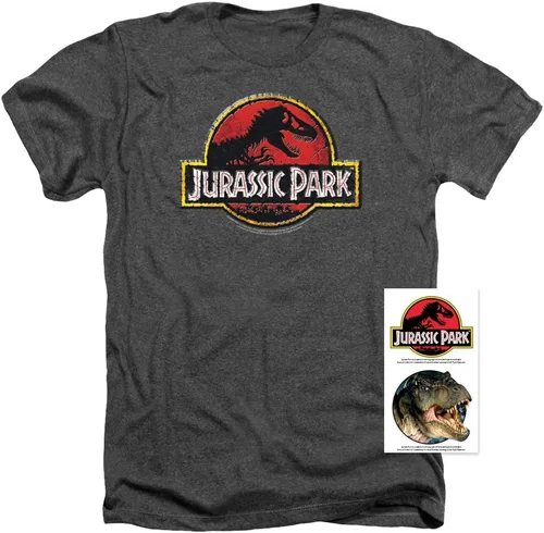 Miniatura 3 de Jurassic Park Stone Logo Camiseta para adulto, colección Charcoal