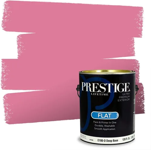 Miniatura 214 de Prestige Paints E100-T-SW6591 Pintura exterior e imprimación en uno, 1 galón, plano, combinación comparable de Sherwin Williams Amaryllis, 1 galón