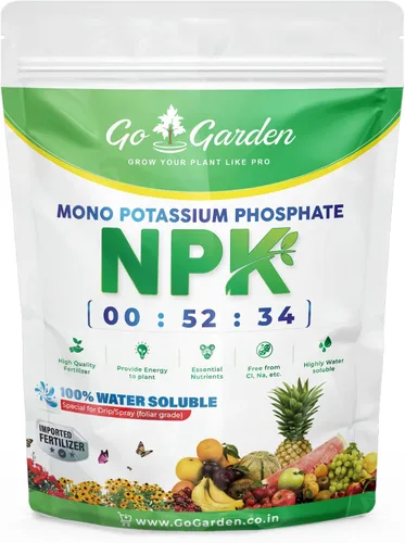 Go Garden MKP (fosfato monotásico) NPK 00 52 34 Fertilizantes para plantas, jardín y todos los cultivos 900 G | Nutrición en aerosol foliar soluble