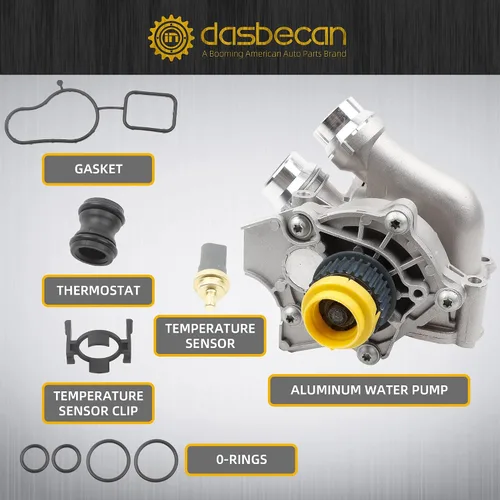 Miniatura 4 de Dasbecan Ensamblaje de Bomba de Agua Eléctrica de Aluminio para Motor Reemplaza # 06H121026CQ 06H121026AB Compatible con 2008-2016 Audi A3 A4 A5 A6
