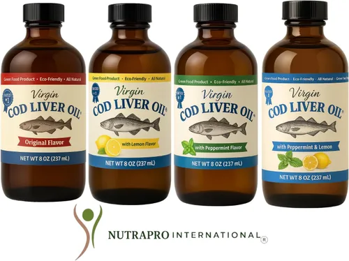 Miniatura 2 de Aceite de hígado de bacalao virgen, 8 onzas líquidas, natural, capturado en la naturaleza y sabor fresco, alto en vitamina D, Omega 3 DHA/EPA