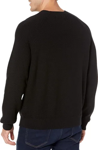 Miniatura 6 de Tienda Essentials Suéter de cuello redondo de gran tamaño para hombre, texturizado, algodón