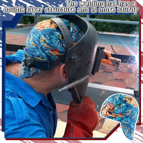 Miniatura 2 de Hercicy 4 gorras de soldadura de algodón resistentes al fuego para hombres y mujeres, gorras de soldador para la mayoría de cascos, sombrero