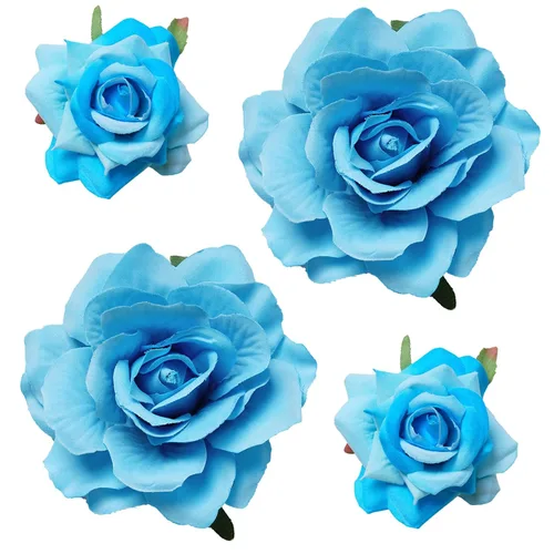 Miniatura 10 de Topbuti Pinza para el pelo de rosa, 4 piezas de tela, pinzas para el cabello mexicano, tocados para mujer, niña, boda, fiesta, día de la madre Negro