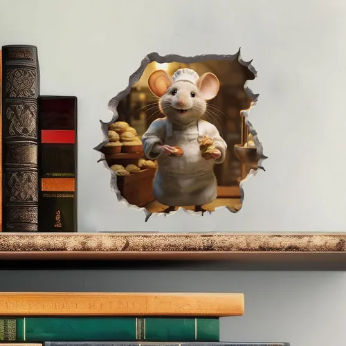 Miniatura 2 de Calcomanía de pared 3D con agujero de ratón Baker Mouse Hole