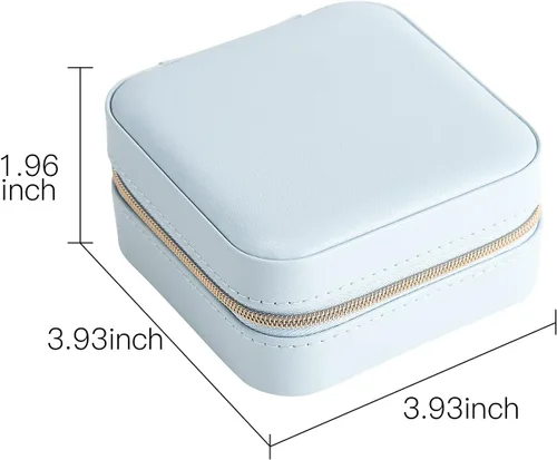 Miniatura 3 de Casegrace - Mini joyero portátil de viaje de cuero para joyas, organizador de anillos, caja de regalo para niñas y mujeres