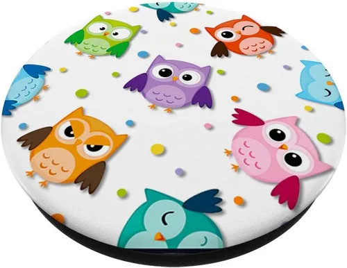 Miniatura 2 de Buho Horned Nocturnal Barn Bird Animal Manchado Negro PopSockets PopGrip: agarre intercambiable para teléfonos y tabletas