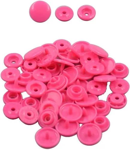 Botón a presión de plástico rosa brillante tamaño 20 100Sets coser en sujetadores de plástico para ropa brillante T5 redondo -B47 Rosa brillante-b47