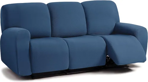 Miniatura 20 de ULTICOR - Juego de 8 fundas para sofá reclinable de jacquard, fundas elásticas para sofá reclinable para 3 cojines, fundas gruesas, suaves y Gris