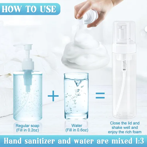 Miniatura 5 de Botella con bomba de espuma de 8.5 onzas líquidas, bomba de botella de espuma vacía transparente, botellas de espuma de viaje para jabón, champú