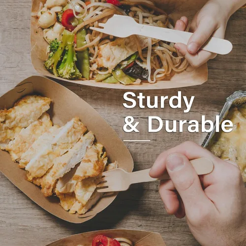 Miniatura 5 de LotFancy Tenedores desechables, 100 tenedores de madera, 6.2 pulgadas, biodegradables compostables, ideales para camping, picnic, cenas, suministros