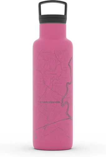 Miniatura 117 de Well Told Botella de agua aislada con mapa de Washington DC grabado, botella de acero inoxidable grabada (21 onzas, blanco) botella aislada de mapa