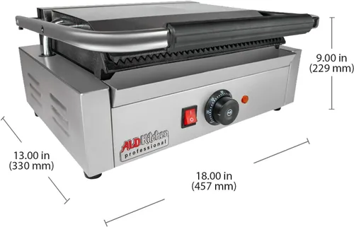 Miniatura 6 de ALDKitchen Panini Sandwich Press Grill Durable Stainless Steel Construction 110V (Ribbed 9" x 14")