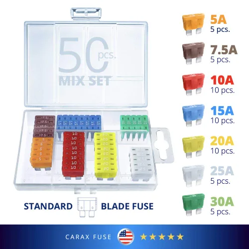 Miniatura 3 de CARAX Fusible incandescente – Fusible premium estándar/hoja regular ATC/ATO/ATS – 50 piezas – Kit surtido – Fusible automotriz LED resplandor al