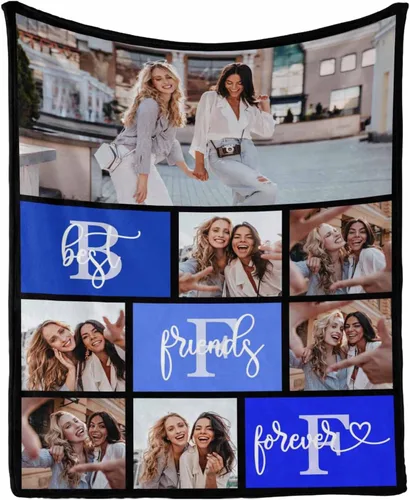 Miniatura 17 de InterestPrint Manta personalizada con fotos para mejor amiga, manta de cama personalizada para amiga, hermana, textos personalizados de fotos