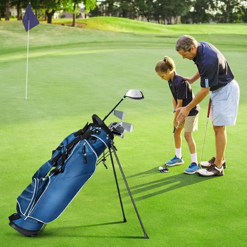 Miniatura 2 de Bolsa de golf portátil para palos de golf con 4 divisores de direcciones, 4 bolsillos, correas de hombro ajustables, bolsa de golf para lápices