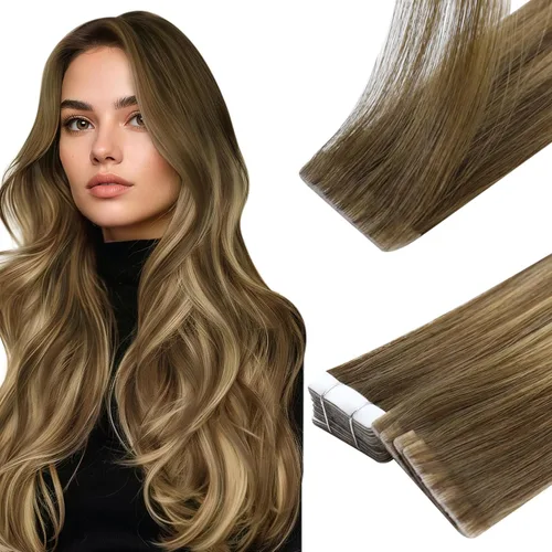 Miniatura 16 de Full Shine Invisi Edge - Extensiones de cabello con cinta adhesiva invisible de 36 cm, color 1 negro, máquina Remy, extensiones de cabello humano