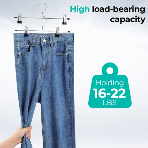 Miniatura 4 de GoodtoU Perchas para pantalones con clips – Perchas para faldas paquete de 24 ganchos para pantalones, jeans, pantalones cortos, colgador de metal