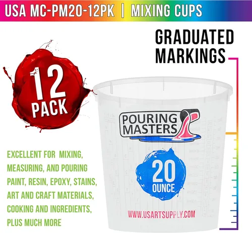 Miniatura 2 de Pouring Masters Vasos mezcladores de plástico graduados de 20 onzas (20.3 fl oz) (caja de 12) – Vasos de mezcla de pintura para resina epoxi, arte