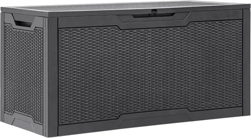 Miniatura 18 de YITAHOME Caja de cubierta de 32 galones, almacenamiento de resina con tapa con cerradura y asas laterales, contenedor pequeño