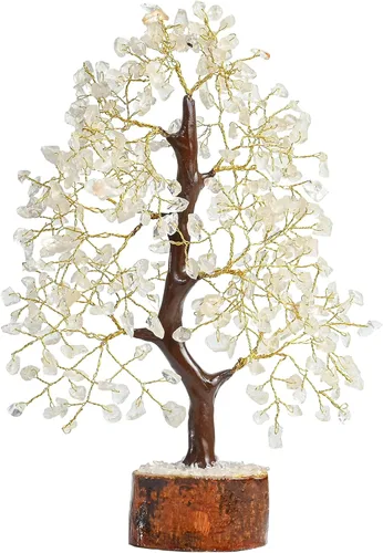 Miniatura 4 de Crocon Árbol de la vida de cristal de cuarzo transparente, chakra para energía positiva, decoración de Feng Shui, árbol bonsái de dinero con piedras