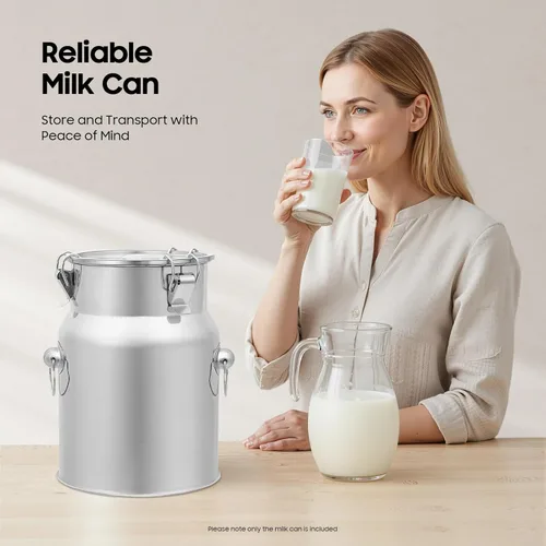 Miniatura 7 de Lata de leche de acero inoxidable de 5 litros y 1.32 galones, cubo de leche para vino, cubo de leche, jarra de leche con tapa sellada, resistente