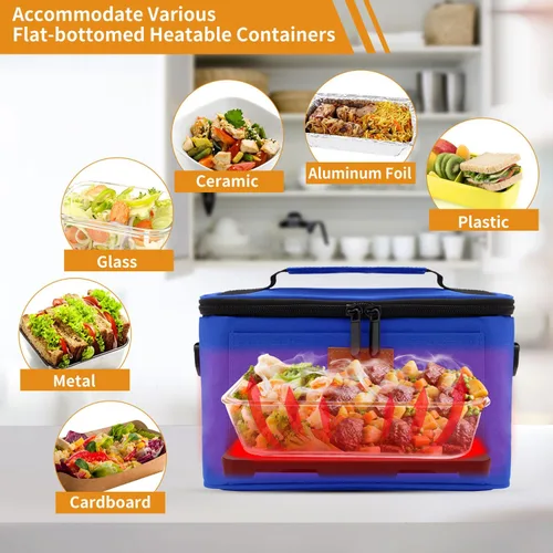Miniatura 4 de Aotto Horno Portátil Fiambrera Eléctrica Calentador de Alimentos - 12V/24V 2 en 1 Calentador de Alimentos para Coche, Fiambrera Térmica para Azul