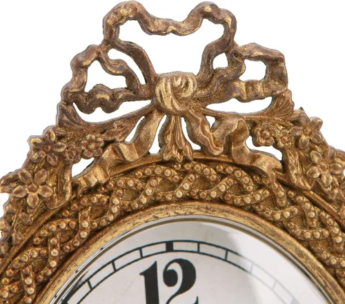 Miniatura 6 de NIKKY HOME Reloj de mesa dorado silencioso sin tictac, pequeño estante de escritorio, funciona con pilas, decoración clásica del hogar