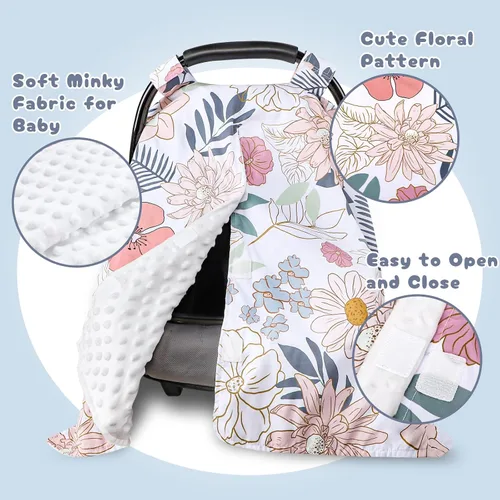 Miniatura 3 de Funda de asiento de automóvil para bebé, cubierta de toldo de asiento de automóvil para niñas recién nacidas, fundas suaves y transpirables de Minky