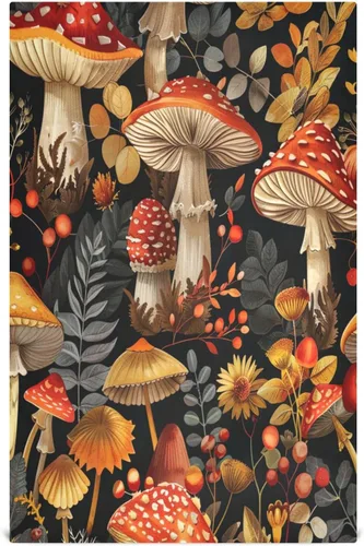 GAIREG Vintage Retro Mushrooms Set of Kitchen Towels, 28x18 Inches Absorbent Dish Towels for Kitchen Decorative, Set of 4