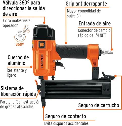 Miniatura 2 de Truper Clavadora neumática CLNEU-2 de 2" con caja de plástico