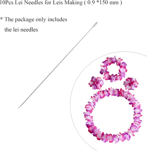 Miniatura 33 de 10 agujas Lei para fabricación de Leis, aguja de costura de ojos grandes de 4.7 pulgadas para manualidades, aguja larga de Lei para hacer flores