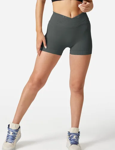 Miniatura 3 de YEOREO Pantalones cortos de entrenamiento sin costuras para mujer, cintura alta, levantamiento de glúteos, pantalones cortos de yoga para gimnasio