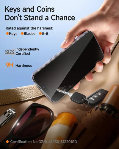 Miniatura 7 de SMARTDEVIL Paquete de 3 protectores de pantalla para iPhone 17, vidrio templado óptico transparente 9H, 2 veces resistencia a los impactos
