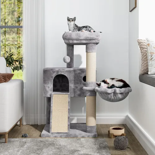 Miniatura 2 de IMUsee Árbol para gatos de interior, condominio de varios niveles con percha grande, postes rascadores, hamaca, soporte de escalada para gatos