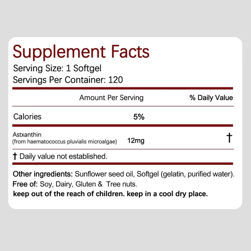 Miniatura 7 de Belano's Astaxantina 12 mg, cápsulas blandas de astaxantina, suplemento antioxidante premium de astaxantina Apoyo de salud y energía, sin OMG