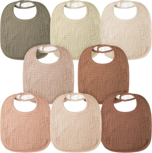 Miniatura 12 de Bearmoss Baberos para babeo y dentición, baberos de muselina 100% algodón para bebé niño y niña, ajustables, ultra absorbentes, paquete de 8 Iceberg