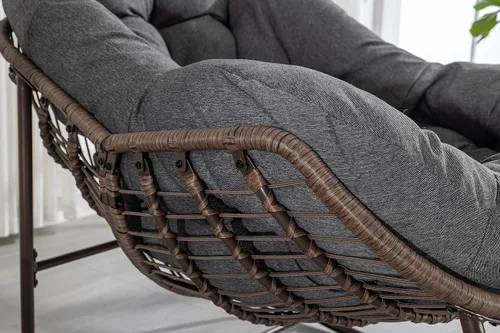Miniatura 6 de Mecedora para patio al aire libre, silla Pa-Pasan, silla de huevo para exteriores, cómodas sillas tapizadas con cojín acolchado, adecuadas para Gris