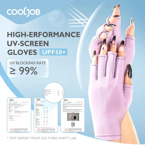 Miniatura 3 de COOLJOB Guantes anti-UV para lámpara de uñas, guantes profesionales de protección UV UPF50+ para manicuras, cuidado de la piel artística sin dedos