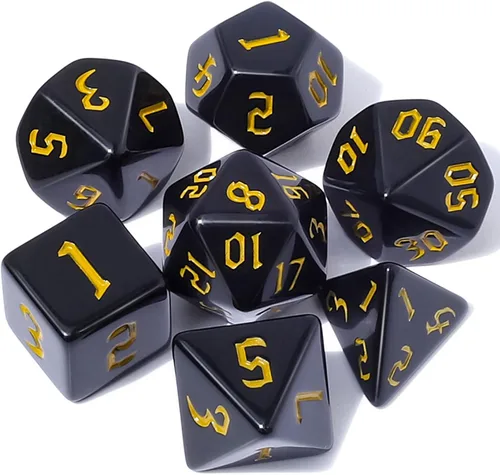 Miniatura 16 de CiaraQ DND - Juego de dados poliédricos con bolsa de dados para juegos de rol de Calabozos y Dragones RPG MTG (fuente negra y blanca)