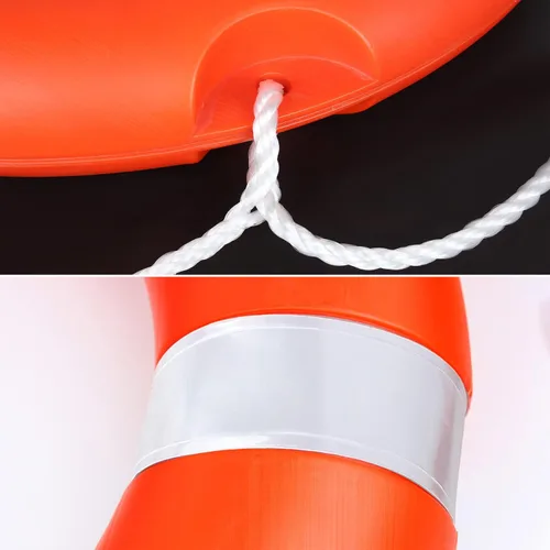 Miniatura 4 de Life Ring for Boating Safety - 23" and 28" Boat Safety Throw Rings with Reflective Strip and Grab Lines 22.8 in Naranja