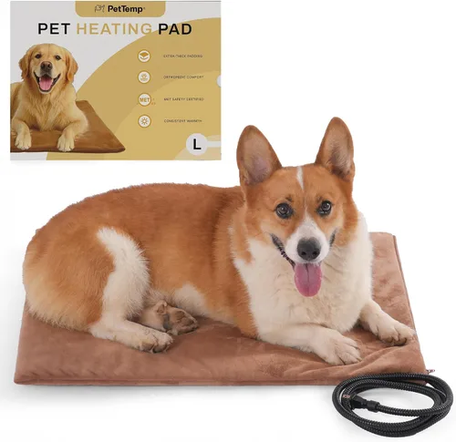 Miniatura 9 de Almohadilla térmica para mascotas para gatos y perros, interior y exterior, impermeable, con calefacción, cama para perros, cable resistente a