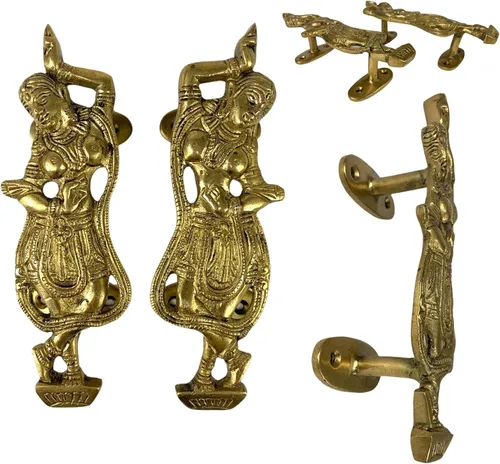 Miniatura 5 de LoveNspire Tiradores decorativos antiguos de puerta de dama bailarina de 6.8 pulgadas, par de 2 pomos únicos de latón para cajón, estante, armario