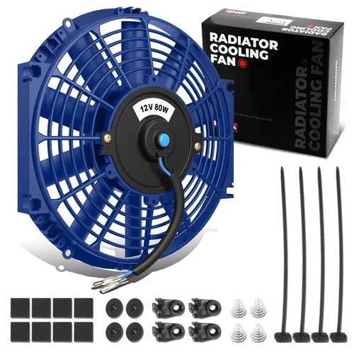 Miniatura 44 de DNA Motoring Ventilador de radiador delgado de refrigeración eléctrica de alto rendimiento de 12 pulgadas con kit de montaje, rojo, 2 piezas